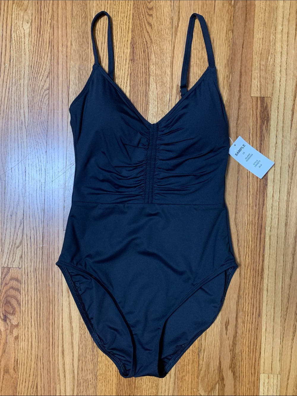 La Blanca swimsuit - black shirred front v neck one piece